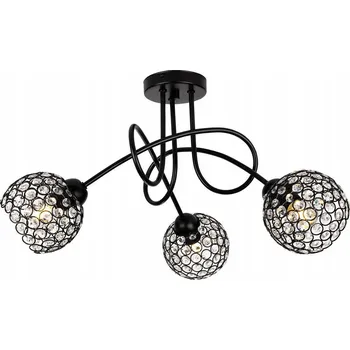 Stropní svítidlo Crystal, 3x černé křišťálové stínítko, b