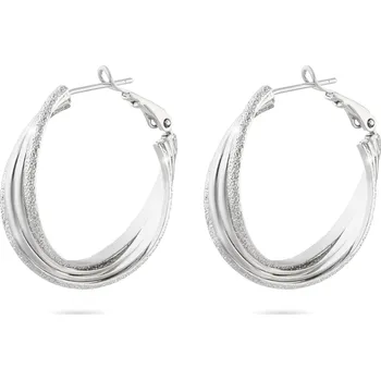 Náušnice biju Rhodiované náušnice visací, lesklý zakroucený kroužek Ø 3 cm 1002755