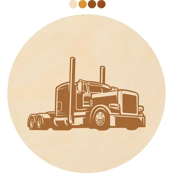 Podtácek WoodenPuzzle.cz Kulatý dřevěný podtácek s motivem - Tahač Počet: 1 kus