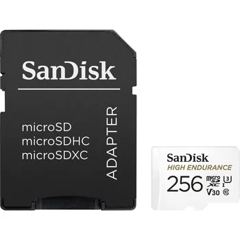 Paměťová karta SanDisk HIGH ENDURANCE microSDHC Card 256 GB, s adaptérem
