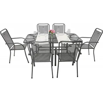 Zahradní sestava DEOKORK Zahradní kovová sestava SAVANA I. 1+6 Stůl obdelníkový 190x105 cm (CT0310)