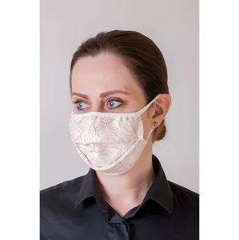 Plynová maska Bavlněná úpletová rouška na ústa a nos dvouvrstvá Obrysy - bílá