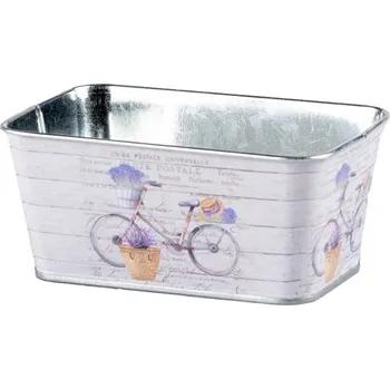 Květináč Květináč plechový 145x95x65mm hranatý, kolo, barevný