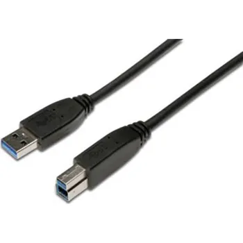 Mobilní telefon Digitus USB kabel USB 3.2 Gen1 USB-A zástrčka, USB-B zástrčka 1.80 m černá kulatý, třížilový stíněný AK-300115-018-S