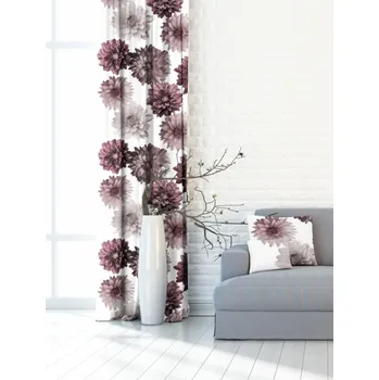 Závěs dekorační nebo látka, New York Jiřiny, vínové, 150 cm