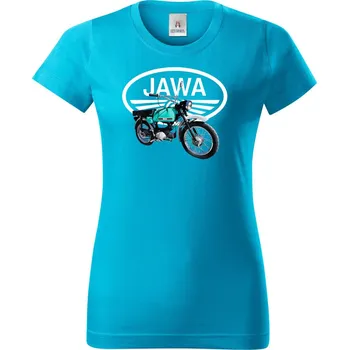 Pánská móda Jawa Mustang - zelenomodrý - logo V3 - Dámské tričko Basic - Nejoblíbenějí - XL