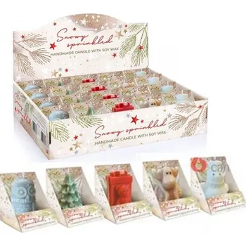 Vánoční dekorace Maják Svíčka 70mm figurka zasněžená vánoční 55g