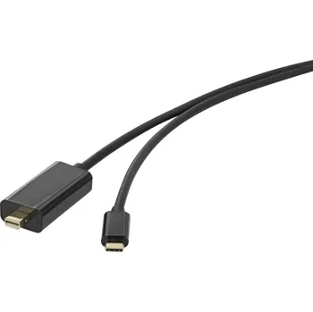 Renkforce USB-C® / Mini-DisplayPort kabelový adaptér USB-C ® zástrčka, Mini DisplayPort konektory 3.00 m černá RF-342167