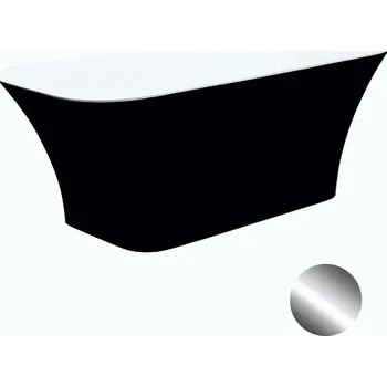 Vana Besco Volně stojící vana z litého mramoru Assos S-Line BW Matt 160x70 Barva: Bílá/černá, Rozměry (cm): 160x70, Typ a barva výpustě: Click-Clack s horním čištěním, chrom