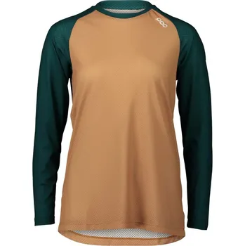 cyklistický dres POC Cyklistický dres s dlouhým rukávem letní - MTB PURE LADY - zelená/hnědá XL