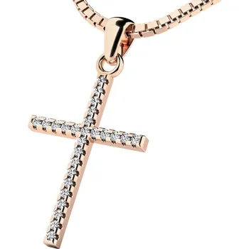 Módní doplněk Dámský přívěsek žluté zlato 585/1000 přírodní diamant 0.117 ct G/SI kříž 10946-CV-DIA délka řetízku 45 cm