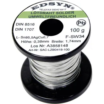 Cívka Edsyn SAC-LZB 0418 bezolovnatý pájecí cín cívka Sn95,5AgCu0,7 100 g 1.74 mm