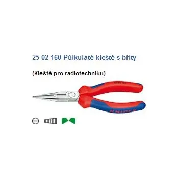 Kleště Kleště, s půlkulatými čelistmi a středovým břitem, KNIPEX, 2502160