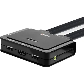 KVM přepínač LINDY přepínač KVM HDMI myš, klávesnice 3840 x 2160 Pixel