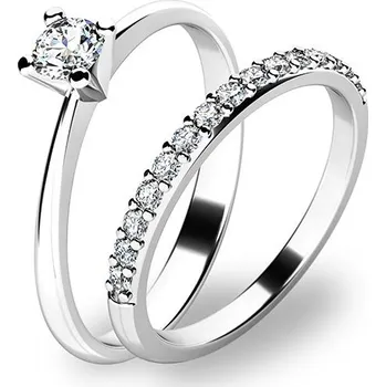 Prsten Zásnubní prsten bílé zlato 585/1000 zirkon set 10820-SET01-BB velikost 60