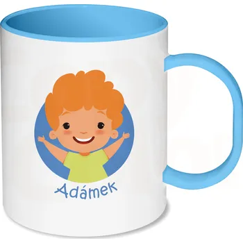 Gravírování Plastový hrnek s modrým vnitřkem a uchem pro děti - kluci