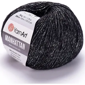 Galanterie Pletací / háčkovací příze YarnArt MANHATTAN 915 metalická stříbrno-černá, efektní, 50g/200m