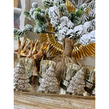 Svícen Adventní stříbrný svícen se 4 stromky - 31*9*10cm