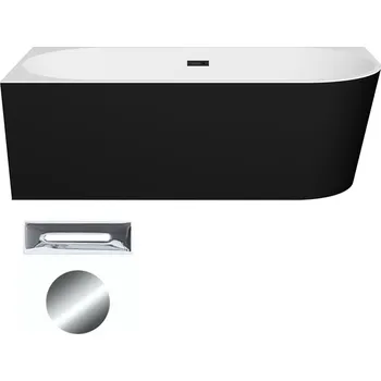 Vana Besco Akrylátová volně stojící rohová vana Zoya BW Matt 150x75 (170x80) bílá/černá Rozměry (cm): 150x75, Typ a barva výpustě: Click-Clack s přepadem, chrom, Orientace: Levá