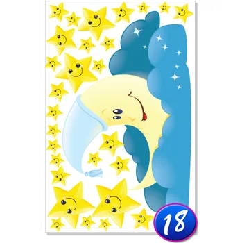 Samolepící dekorace Samolepky na zeď velké - Měsíc a hvězdy 100x60