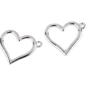 Přívěsek Přívěsek srdce 21x25 mm, malé, 1 platina