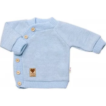 Baby Nellys Hand Made pletený svetřík s knoflíčky modrý