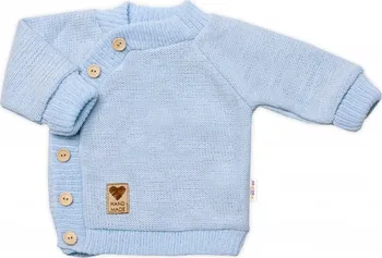 Baby Nellys Hand Made pletený svetřík s knoflíčky modrý