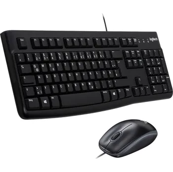 Počítač Logitech MK120 Desktop USB sada klávesnice a myše odolné proti stříkající vodě německá, QWERTZ černá