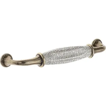 Nábytkové kování TULIP Úchytka Country 128 starozlatá/porcelán béžový (TULIP Úchytka Country 128 starozlatá/porcelán béžový)