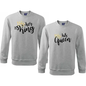 Mikiny pro Páry King a Queen 04 Šedé Velikost pánské: XXL, Velikost dámské: XL