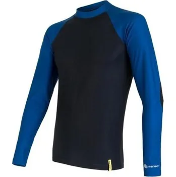 Pánské triko Sensor Flow dl. rukáv černá/modrá XXL