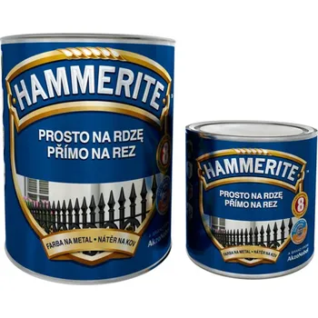 barva na kov Dulux Hammerite hladká barva přímo na zrezivělý kov, odstín stříbrný, 0,7 l + 0,25 l