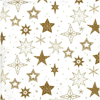 Papírový ubrousek UBR-G34, Ubrousek, 16x16 cm, ZLATÉ HVĚZDIČKY, 1 kus