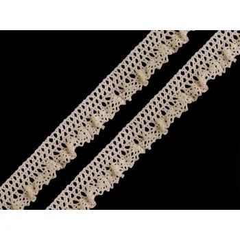 Krajka Bavlněná krajka / volánek šíře 15 mm paličkovaná elastická
