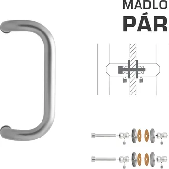 WA - MADLO M2 WA/A-S-SKLO pár Ø 30 mm, 300 mm Stříbrná (RAL 9006)