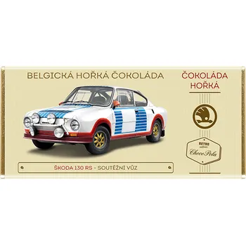 Čokoláda Čokoláda RETRO 100 g "Škoda 130 RS" hořká (hořká čokoláda - 53% obsah kakaa)