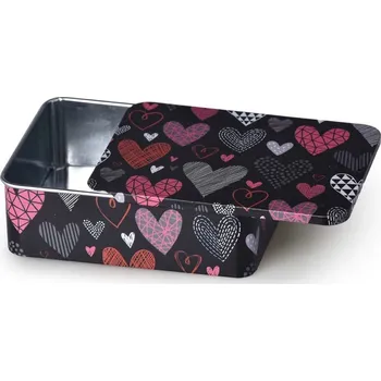 Dóza na potraviny Dóza plechová Srdíčka hranatá mix barev 120 x 90 x 35 mm 78 gram