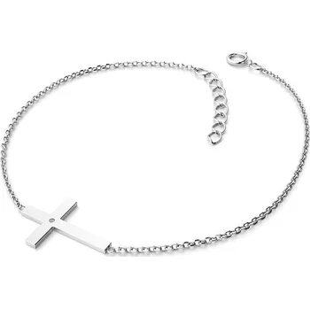 Módní doplněk Dámský náramek bílé zlato 585/1000 přírodní diamant 0.006 ct G/SI kříž 10947-NR01-B délka 18 cm