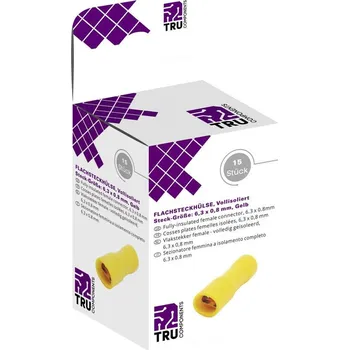 Elektrická zásuvka TRU COMPONENTS T1904C119 sortiment plochých zásuvek Šířka zástrčky: 6.30 mm Tloušťka konektoru: 0.80 mm 180 ° plná izola