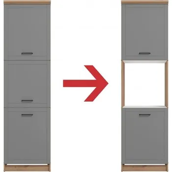 Obývací stěna Potravinová víceúčelová skříňka Lotta - dub artisan/šedá