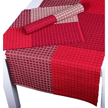 prostírání Prostírání bavlněné, Cubes, bordový, 40 x 120 cm