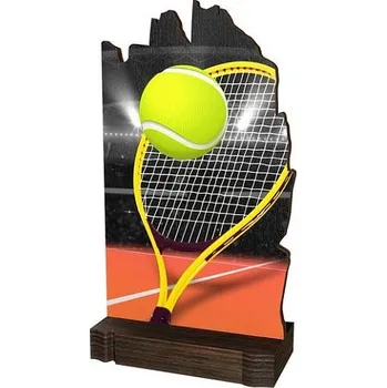 Dřevěná plaketa - tenis - Text: Stříbrný kovový štítek Výška: 12cm