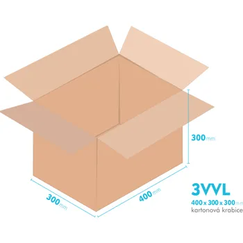 Obalový materiál Kartonové krabice 3VVL - 400x300x300mm - vnitřní 395x295x290mm