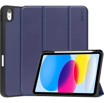 Pouzdro na tablet ENKAY 54245 ENKAY LEATHER Zaklápěcí obal pro Apple iPad (A16) 2025 / iPad 2022 tmavě modrý
