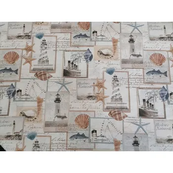 BYTEMA Dekorační látka Oceán pohlednice šíře 140 cm
