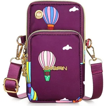 Kabelka Módní kabelka pro telefon s otvorem na sluchátka - Balón fialový