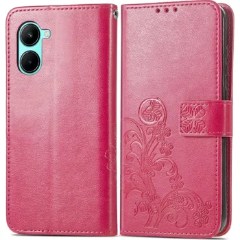 Pouzdro na tablet VSECHNONAMOBIL 54387 ART FLOWERS Peněženkový kryt Realme C33 tmavě růžový