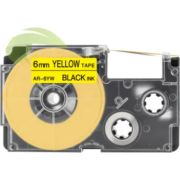 Pásek do tiskárny TONERSYP páska pro Casio XR-6YW, 6mm x 8m černý tisk / žlutý podklad