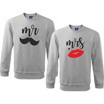 Mikiny pro Páry MR. a MRS. Barva: Šedá, Velikost Pánská: S, Velikost Dámská: S