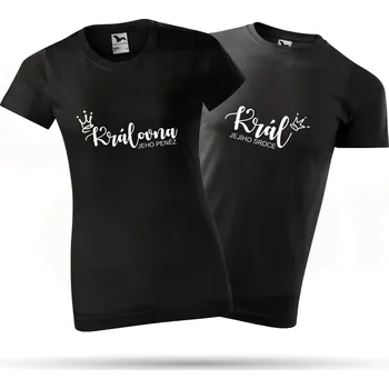 Gravírování Černá trička pro páry - Král a Královna